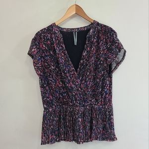 Anthropologie Dionne Metallic Floral Blouse